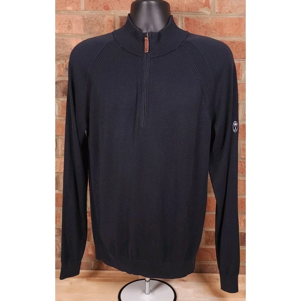FootJoy Half-Zip Golf Sweater Medium Acrylic Navy Pullover Providence CC